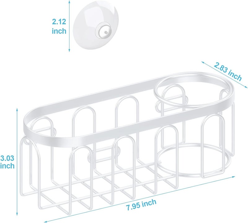 Yazoni 2-in-1 Sponge Holder for Kitchen Sink, Suction Cup Sponge Rack Kitchen Caddy, No Drill Rustproof Sink Organizer Holder for Place Dishwashing Brush Soap (White) - Image 2